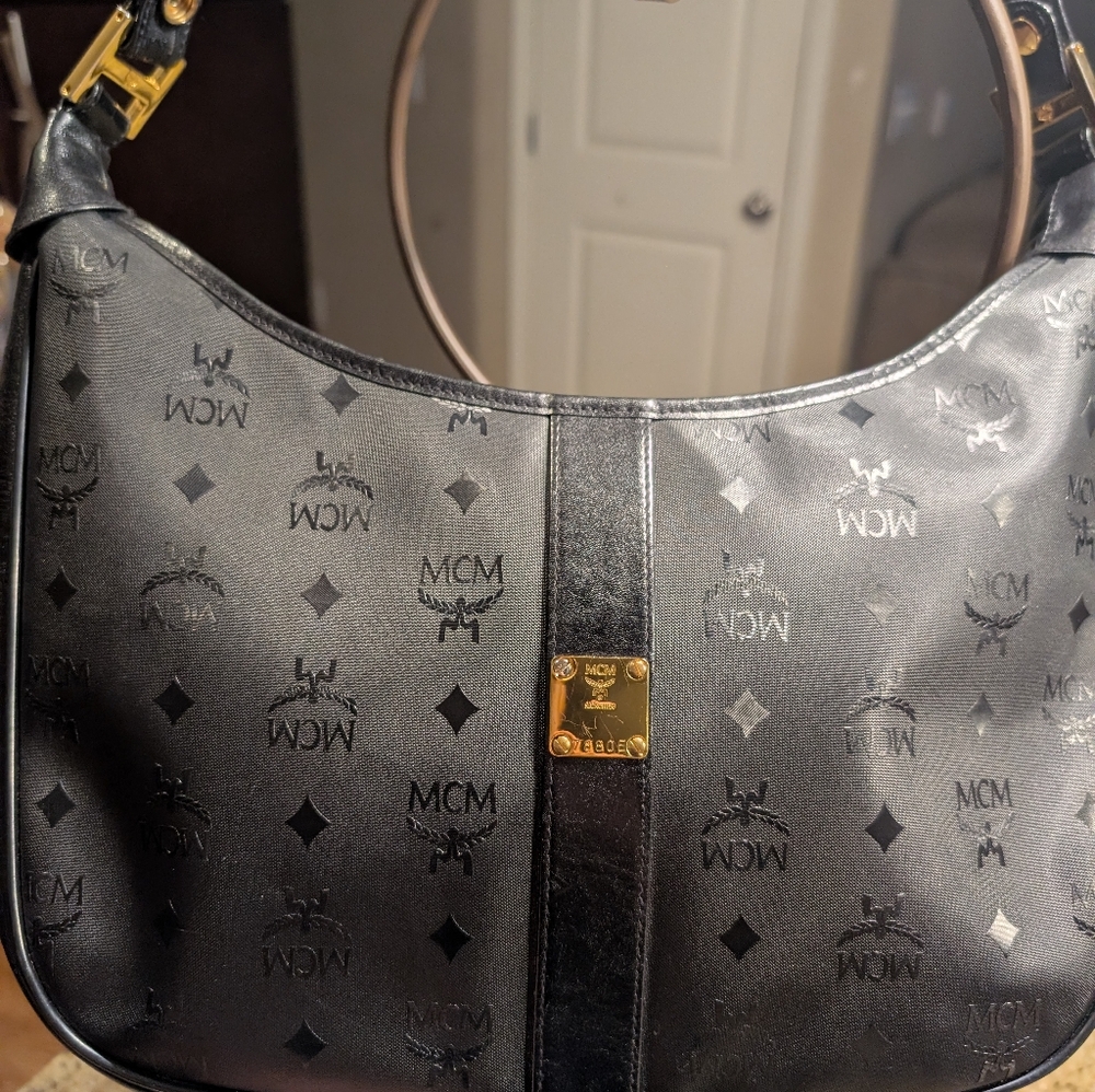 MCM Nylon & Leather Monogram Hobo Shoulder Bag - Picture 3 of 12